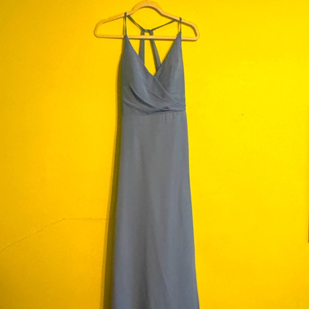 Azazie Open Back Blue Gown